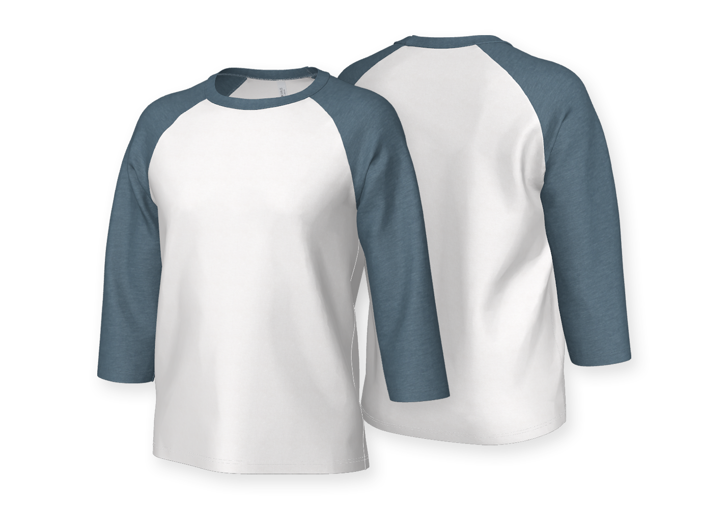 B+C 3D Mockup 3/4 Sleeve Raglan Shirt