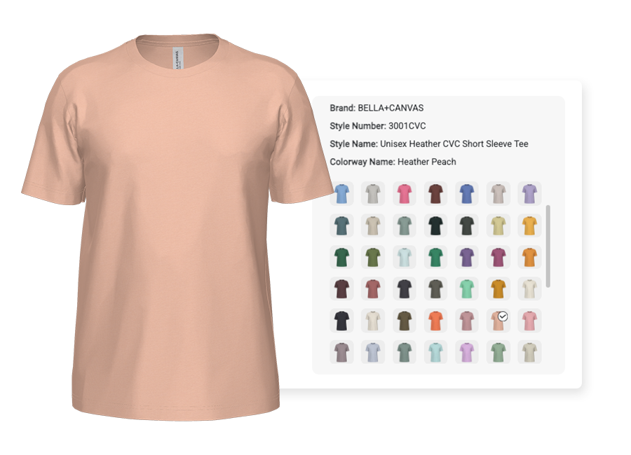 BELLA+CANVAS 3D Mockup T-shirt Colorways