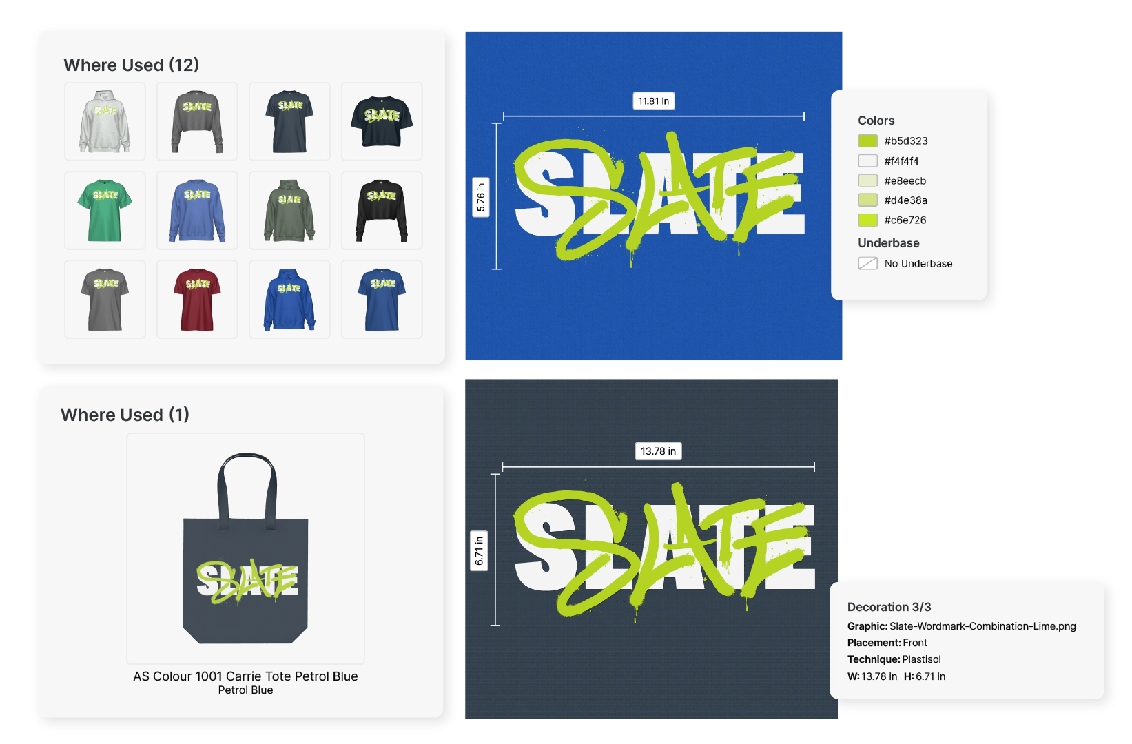 Multiple product information in one tech pack